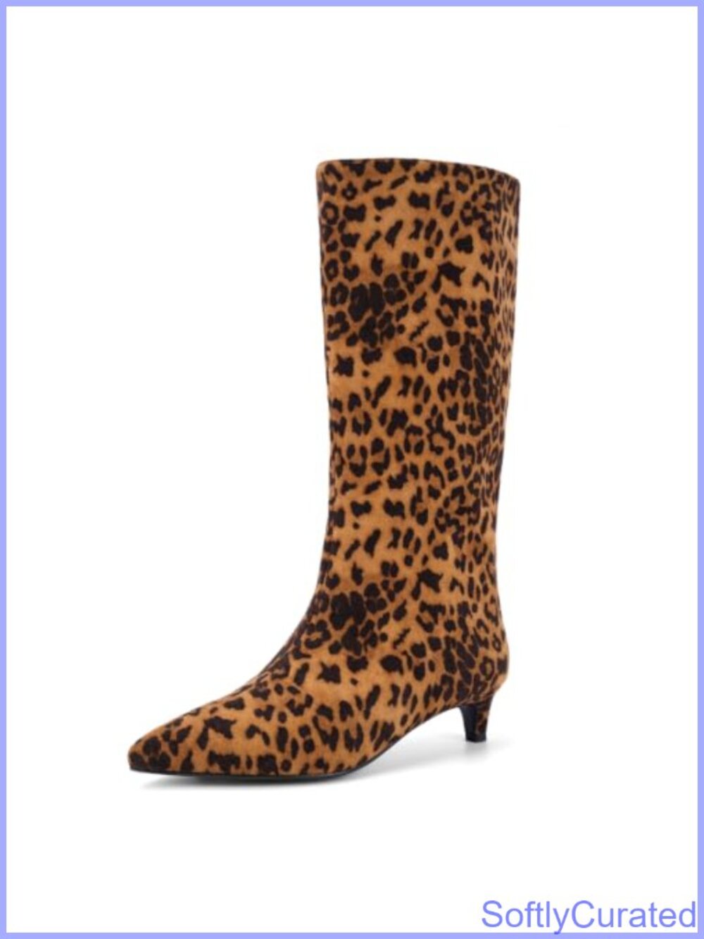 Knee High Boots Kitten Heel Pointed Toe Faux Suede